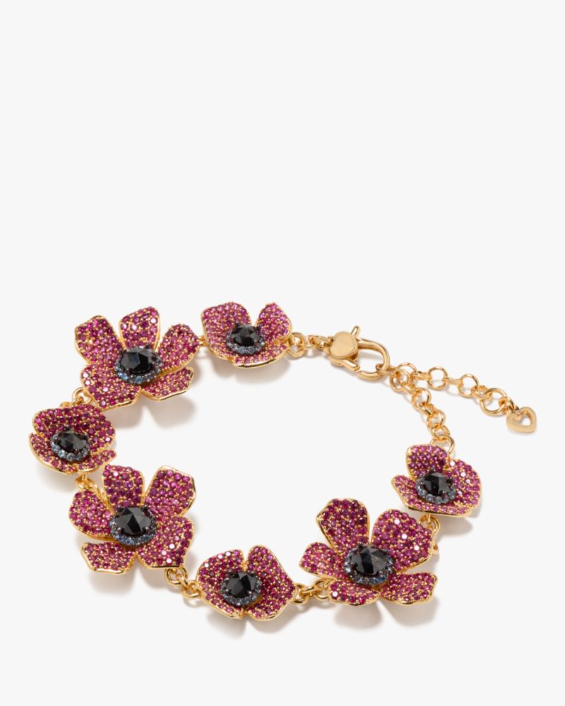 Kate Spade,Poppy Power Statement Bracelet,Crystal,Floral Embellishment,Gem Embellishment,Cocktail,Multi Color