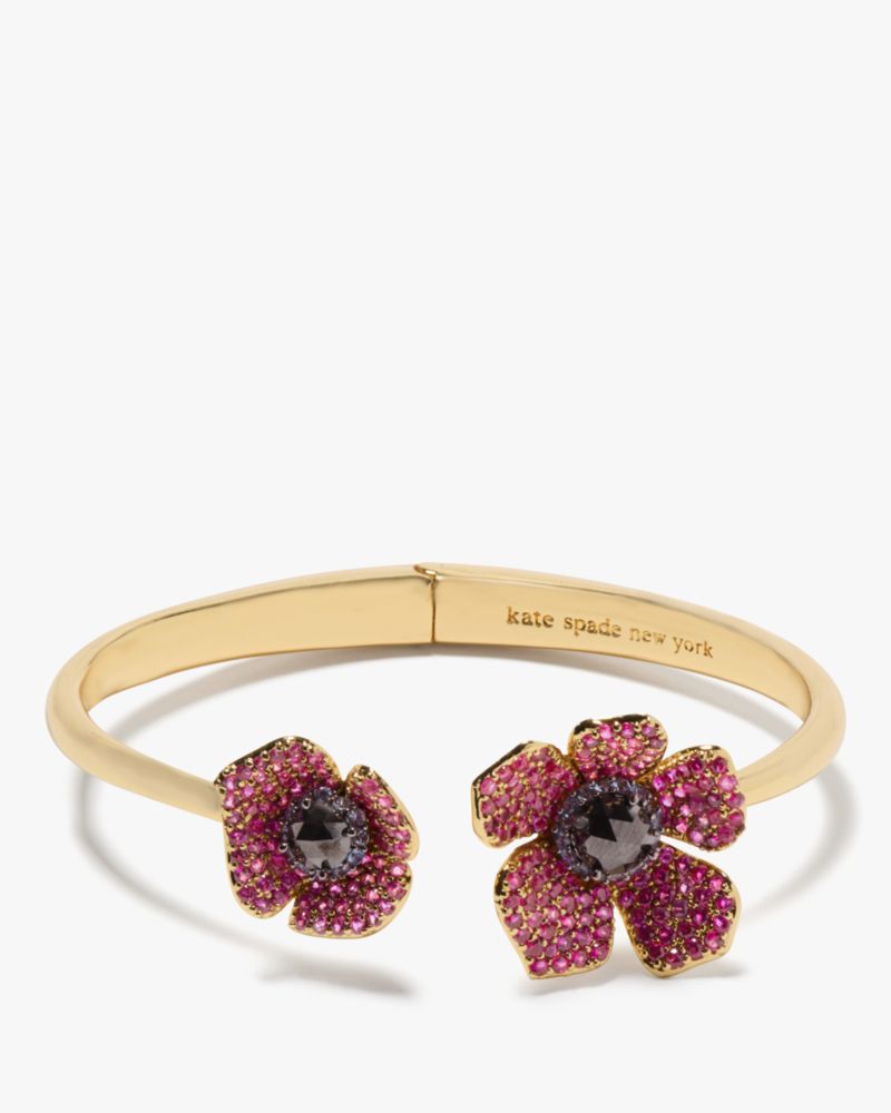 Kate Spade,Poppy Power Hinged Cuff,Crystal,Gem Embellishment,Floral Embellishment,Cocktail,Multi Color