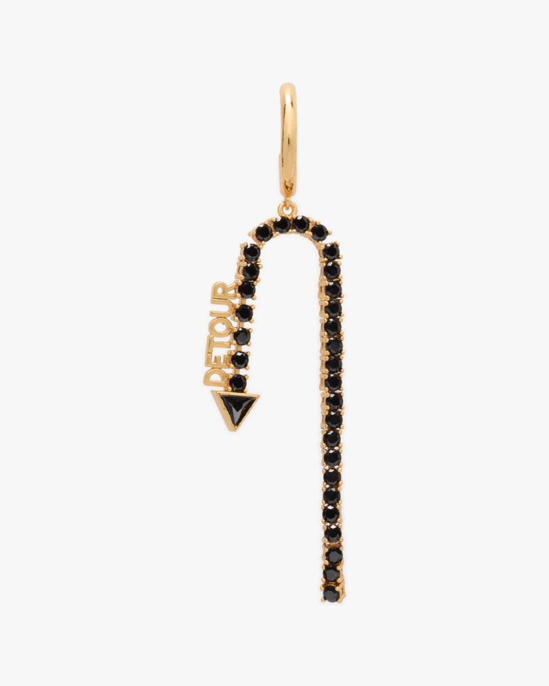 Kate Spade,New York Minute Earrings,Dangle Earring,Lettering Word,Rhinestones,Steel,Day Party,Black