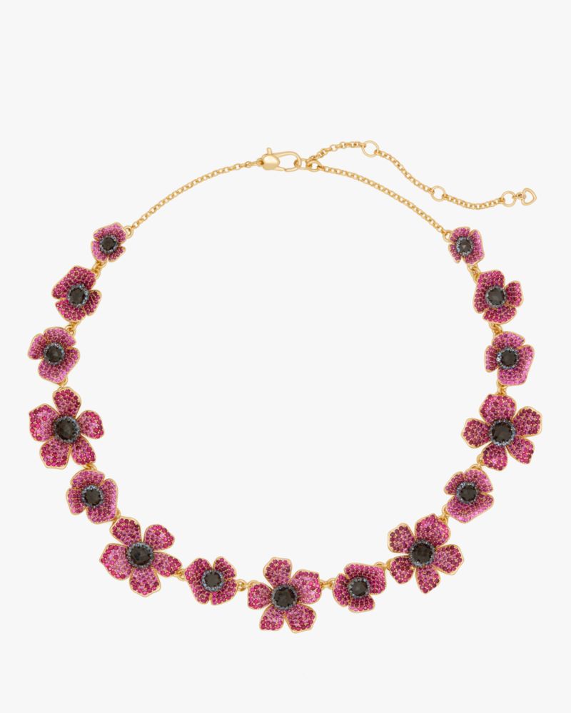 Kate Spade,Poppy Power Statement Necklace,Single Strand,Floral Embellishment,Gem Embellishment,Day Party,Multi Color