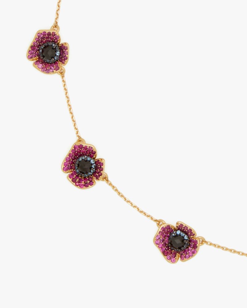 Kate Spade,Poppy Power Station Necklace,Single Strand,Choker,Crystal,Floral Embellishment,Rhinestones,Formal,Day Party,Multi Color