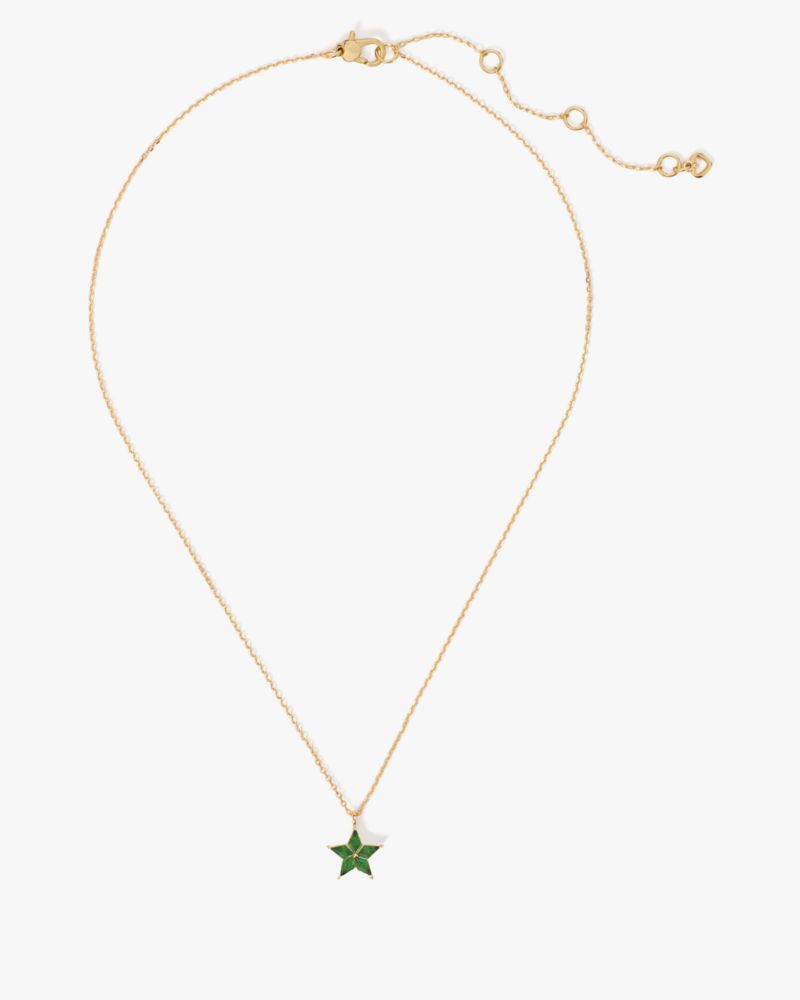 Kate Spade,Cosmos Pendant,Single Strand,Celestial Embellishment,Heart Embellishment,Logo,Gem Embellishment,Day Party,Emerald