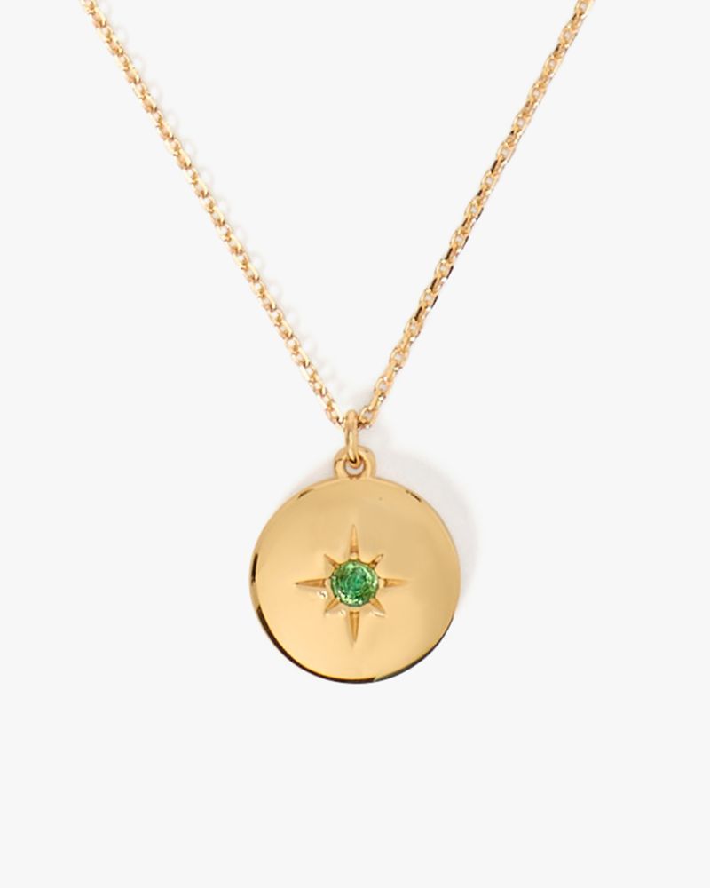 Kate Spade,The Color Spark Collection Green Joy Medallion Necklace,