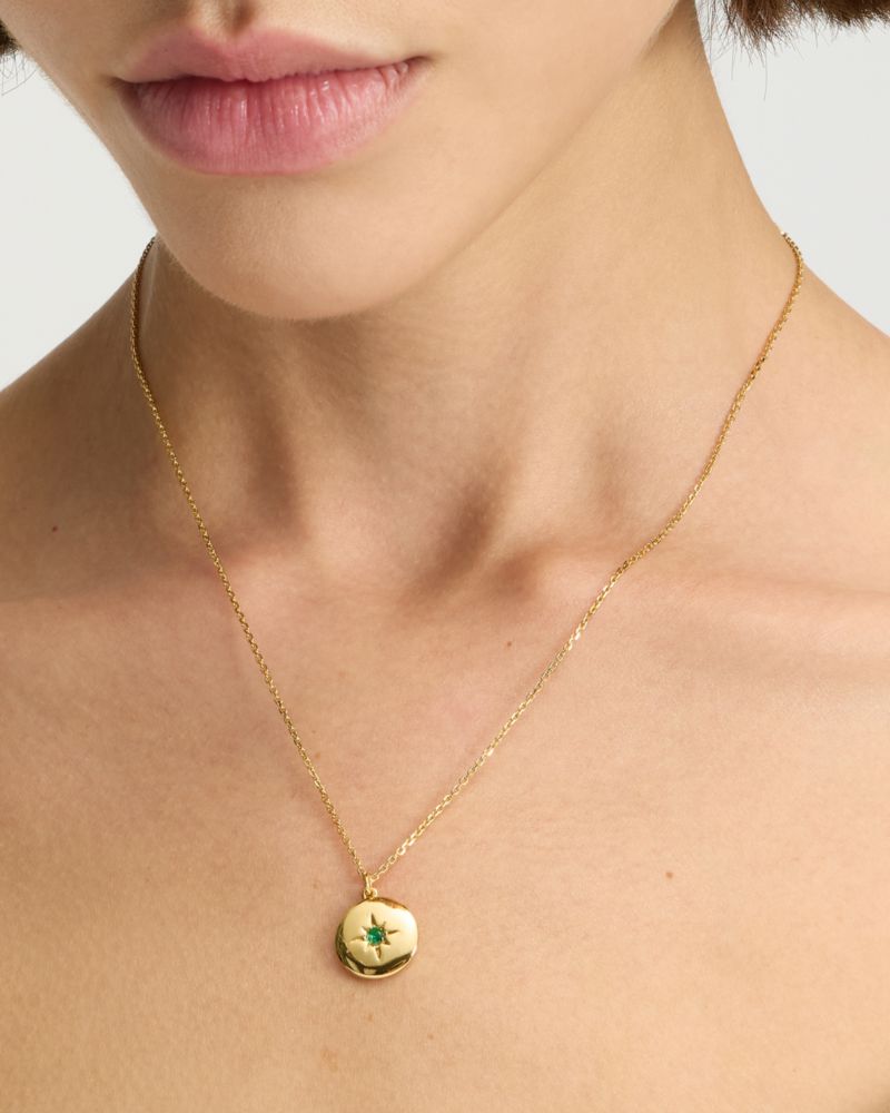 Kate Spade,The Color Spark Collection Green Joy Medallion Necklace,