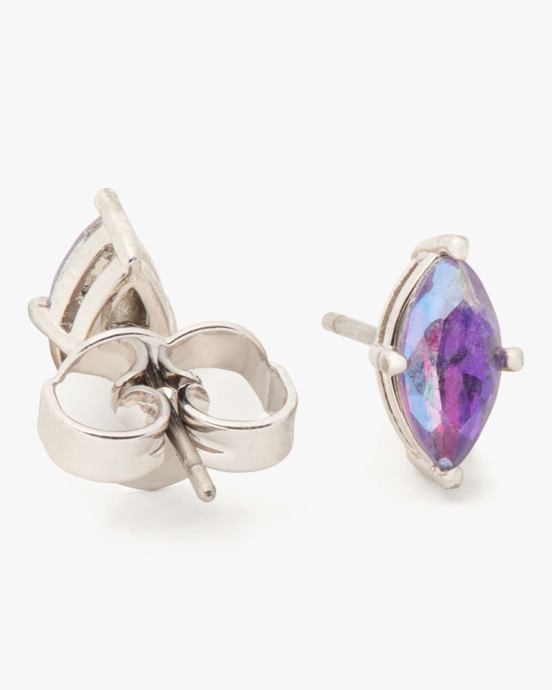 Kate Spade,Signature Solitaire Studs,Studs,Crystal,Amethyst,Gem Embellishment,Silver Metal,Cocktail,