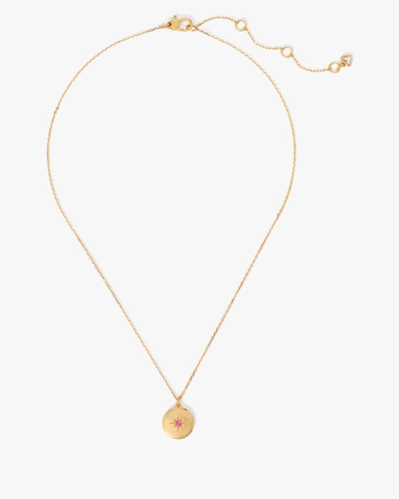 Kate Spade,The Color Spark Collection Pink Peace Medallion Necklace,Choker,Single Strand,Crystal,Disc,Gem Embellishment,Ce...,