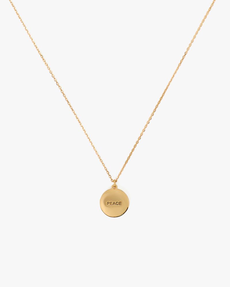 Kate Spade,The Color Spark Collection Pink Peace Medallion Necklace,Choker,Single Strand,Crystal,Disc,Gem Embellishment,Ce...,
