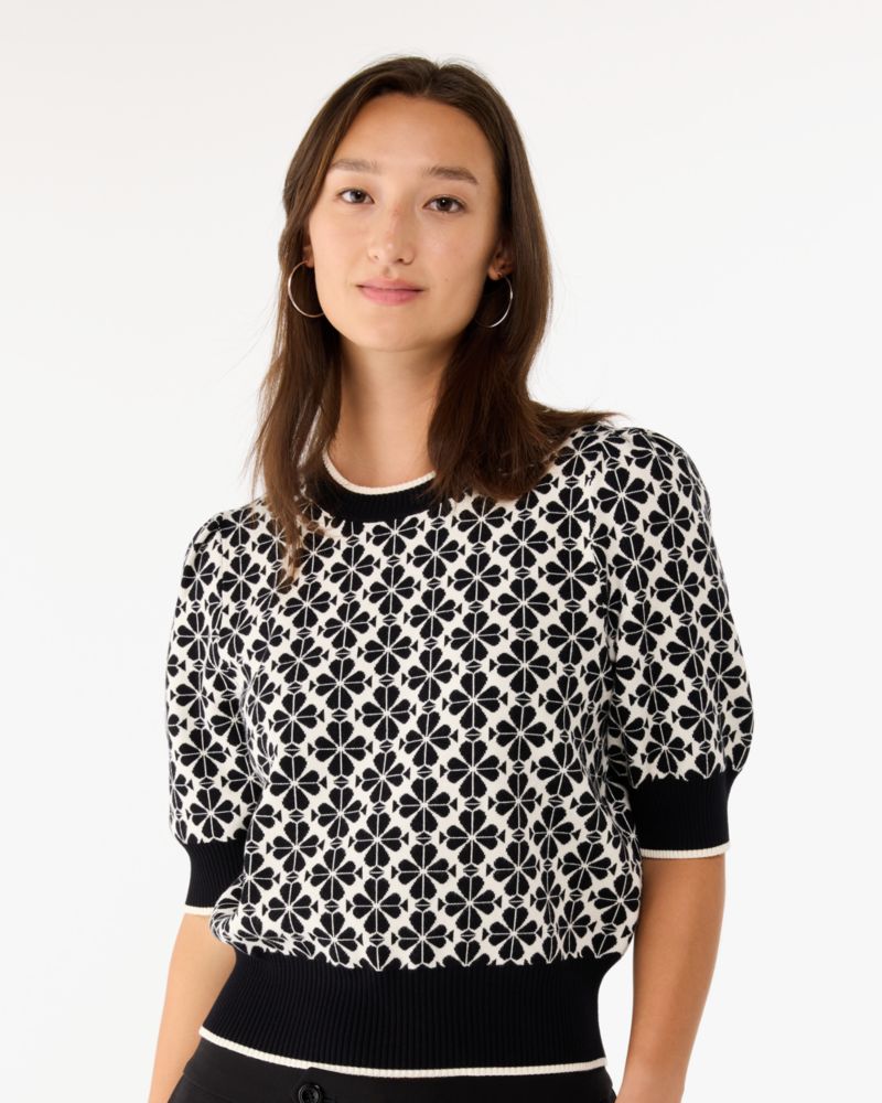 Kate Spade,Spade Flower Puff Sleeve Sweater,