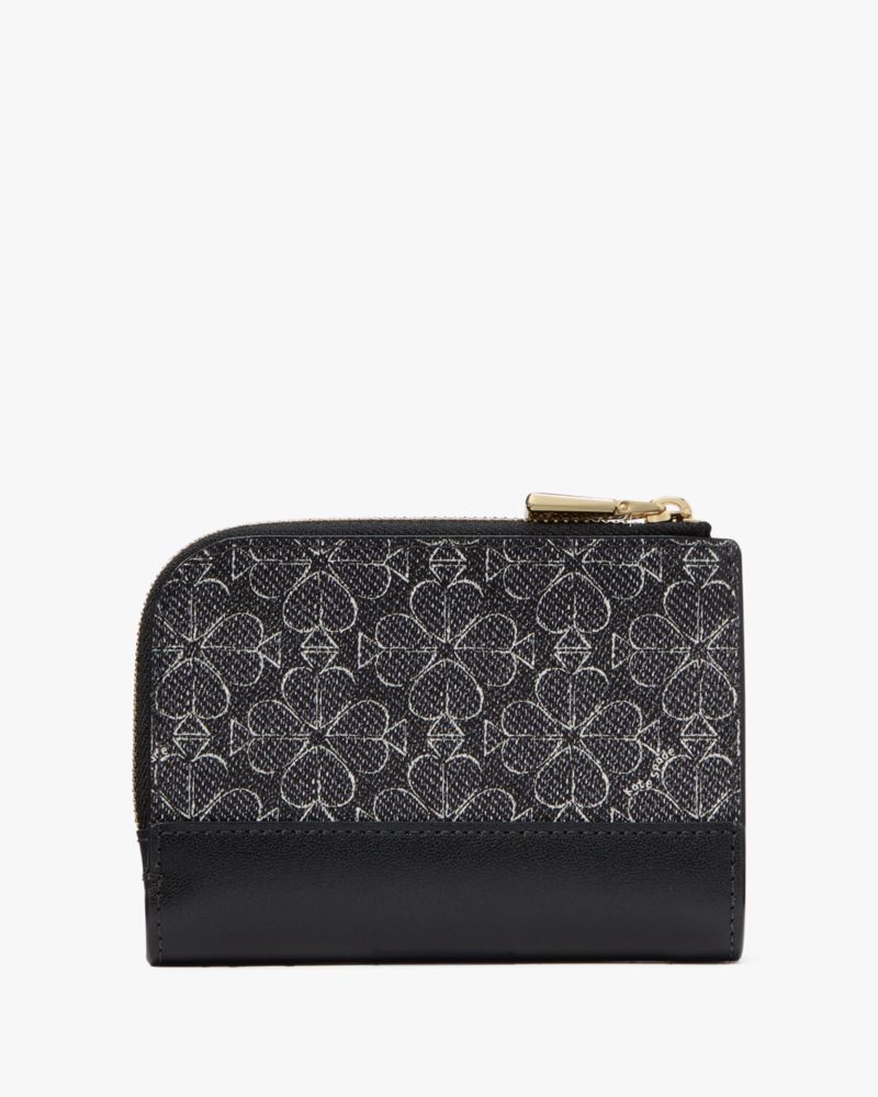 Kate Spade,Spade Flower Small Compact Wallet,Bi Fold,Sustainable,Casual,Black