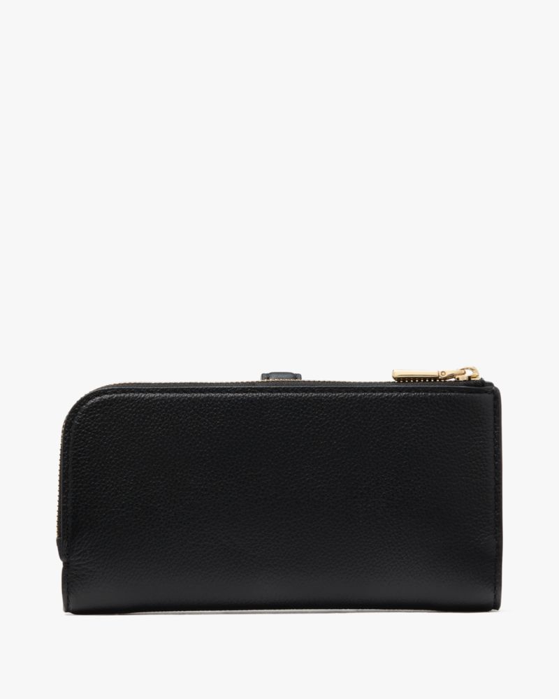 Kate Spade,Deco Zip Slim Wallet,Continental,Bi Fold,Sustainable,Casual,Black