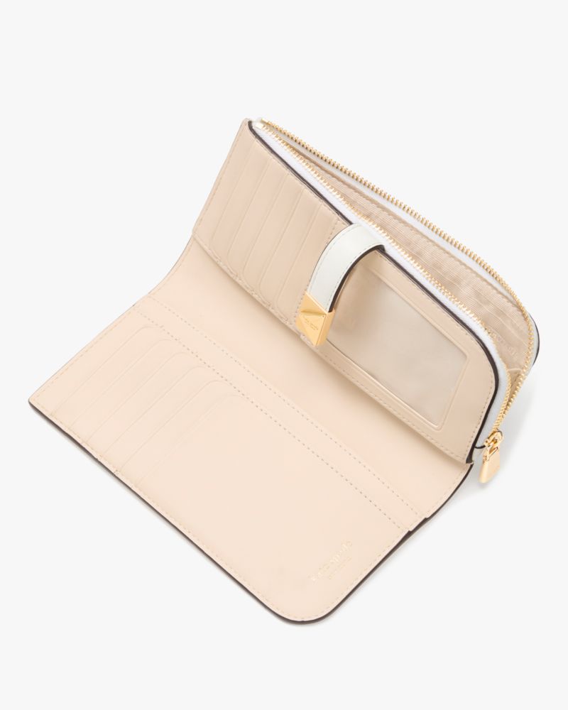 Kate Spade,Deco Zip Slim Wallet,Continental,Bi Fold,Sustainable,Casual,White