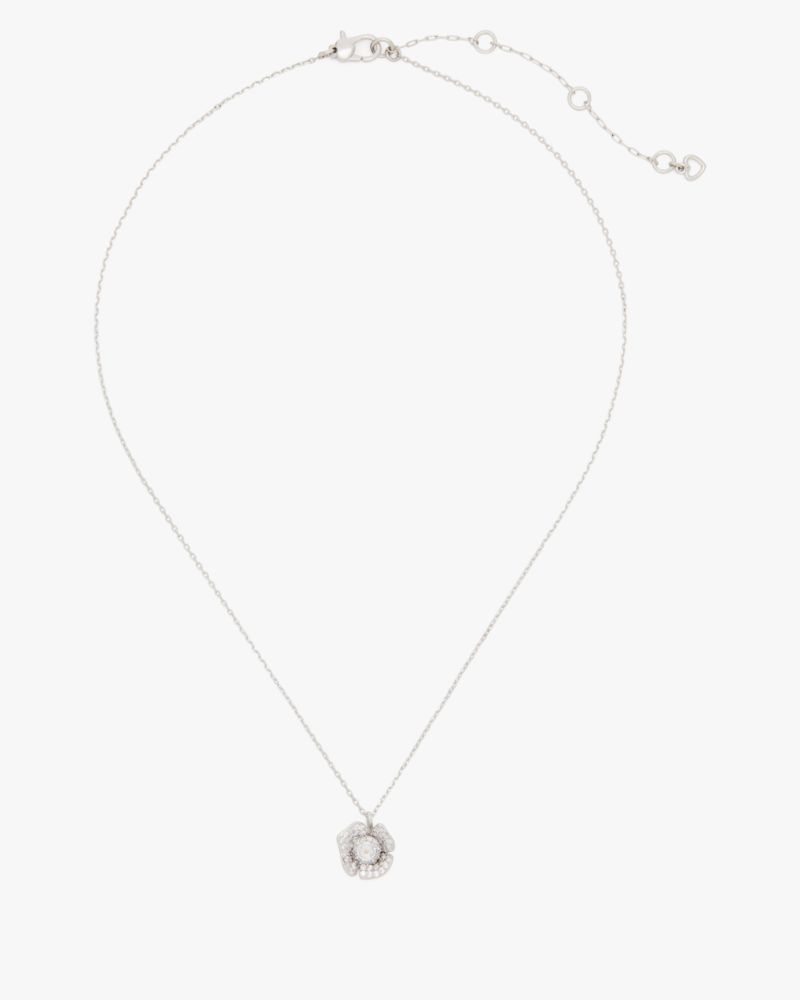 Kate Spade,Poppy Power Mini Pendant,Single Strand,Choker,Crystal,Rhinestones,Floral Embellishment,Sterling Silver,Casual,