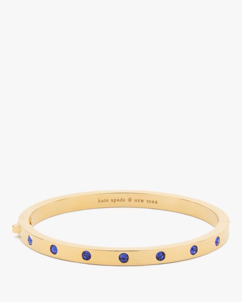 Kate Spade,Set In Stone Hinged Bangle,Crystal,Sapphire,Gem Embellishment,Day Party,Sapphire