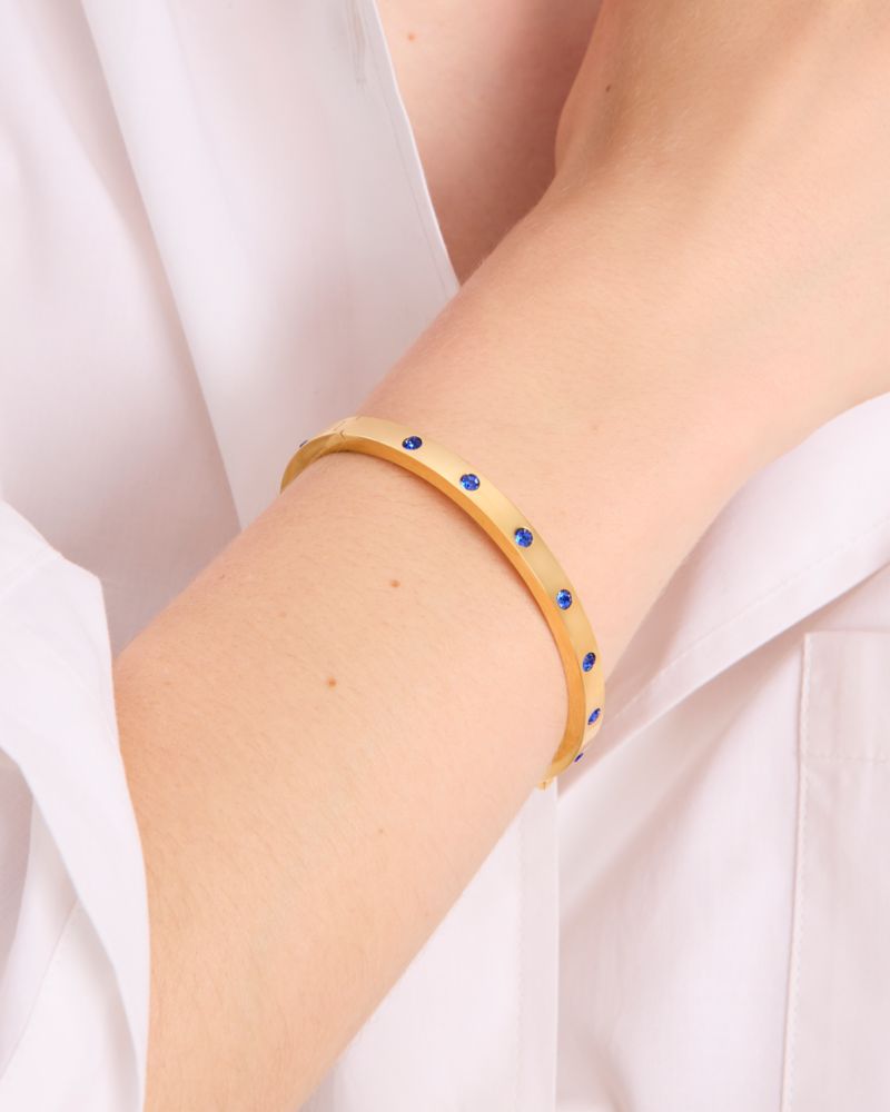 Kate Spade,Set In Stone Hinged Bangle,Crystal,Sapphire,Gem Embellishment,Day Party,Sapphire
