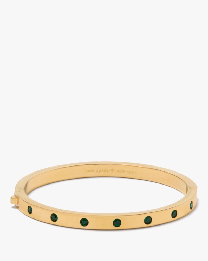 Kate Spade,Set In Stone Hinged Bangle,Emerald,Crystal,Gem Embellishment,Casual,Emerald