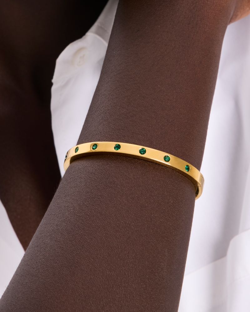 Kate Spade,Set In Stone Hinged Bangle,Emerald,Crystal,Gem Embellishment,Casual,Emerald