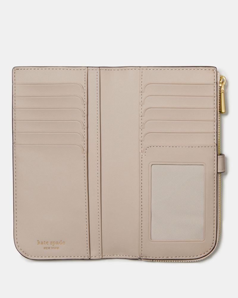 Kate Spade,Deco Colorblocked Zip Slim Wallet,Leather,Bi Fold,Continental,Faux Leather,Metal,Logo,Color Block,Sustainable,G...,