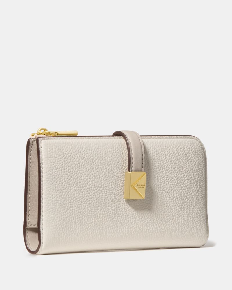 Kate Spade,Deco Colorblocked Zip Slim Wallet,Leather,Bi Fold,Continental,Faux Leather,Metal,Logo,Color Block,Sustainable,G...,