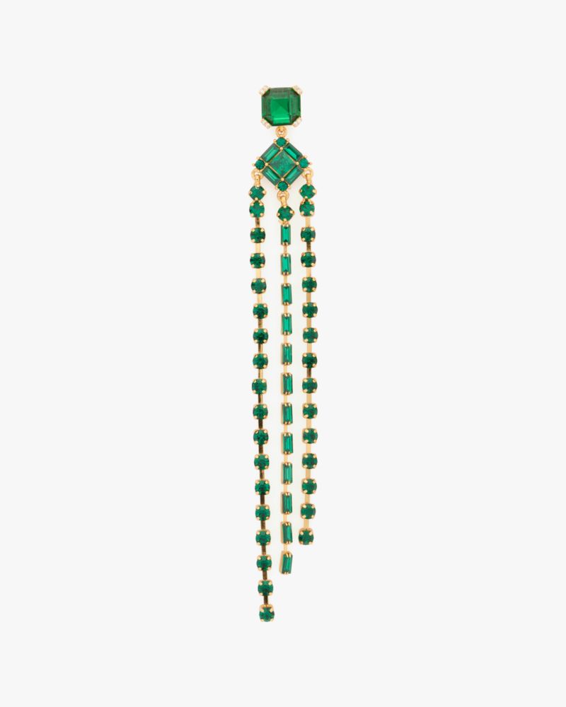 Kate Spade,Shimmy Fringe Earrings,Leather,Studs,Emerald,Metal Material,Gem Embellishment,Fringe,Gold Plated,Titanium,Day P...,Emerald