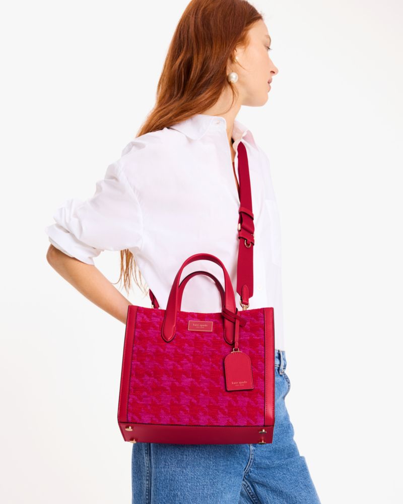 Kate Spade,Manhattan Houndstooth Chenille Small Tote,Crossbody,Logo,Casual,Multi Color