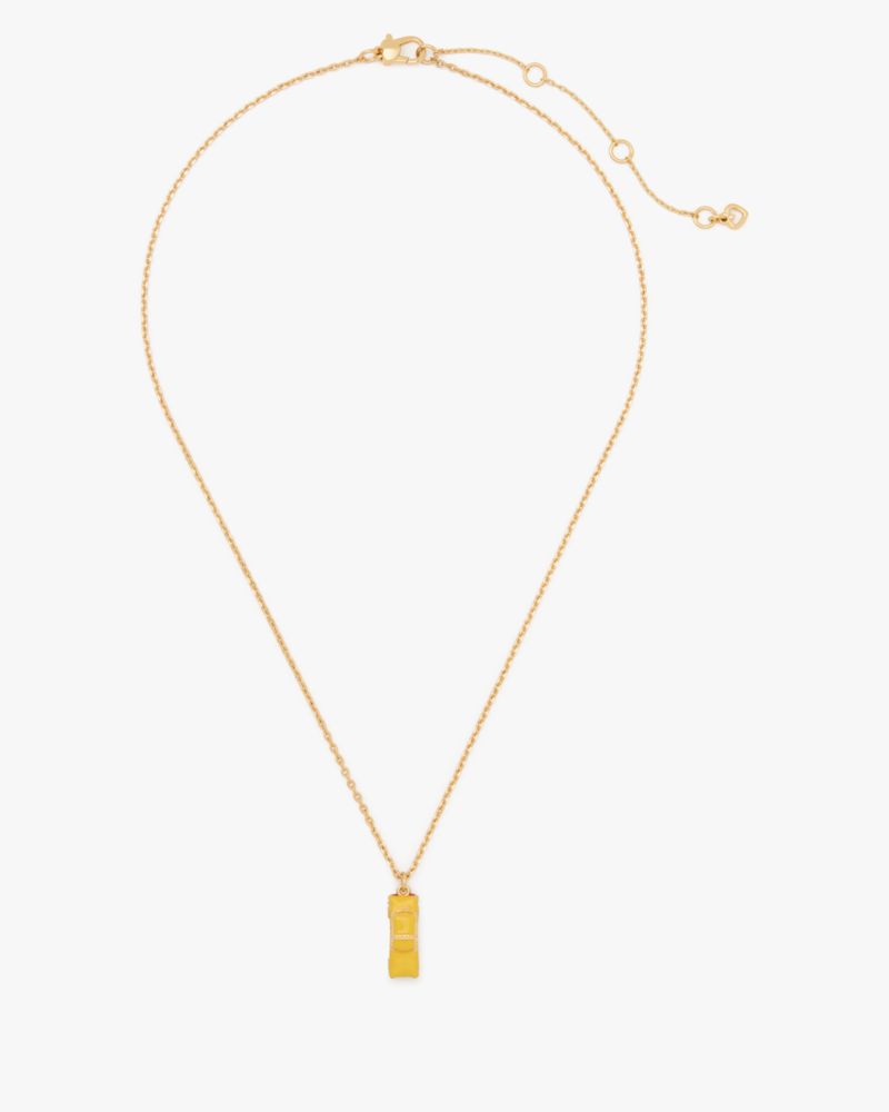 Kate Spade,Hit The City Taxi Pendant Necklace,Single Strand,Novelty Embellishment,Gold Plated,Casual,Yellow