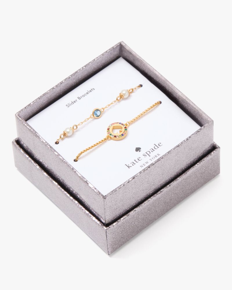 Kate Spade,Spot The Spade Slider Bracelet Boxed Set,Multi Color