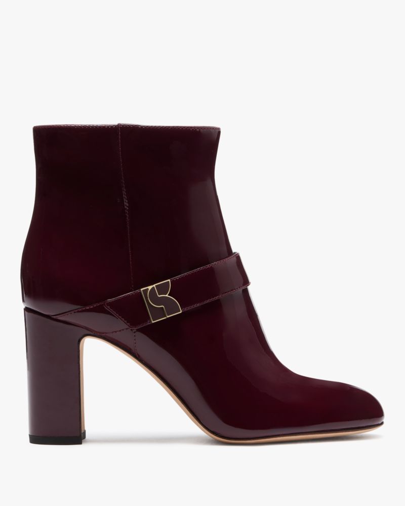 Cordovan Dakota Patent Leather Zip Up Booties