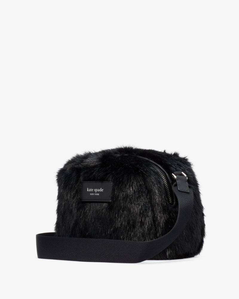 Kate Spade,Puffed Faux Fur Crossbody,Faux Fur,Crossbody,Logo,Adjustable,Casual,