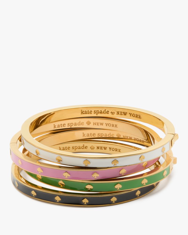 Kate Spade,Spot The Spade Enamel Hinged Bangle,Metal Material,Enamel,Gold Plated,Casual,Day Party,Pink