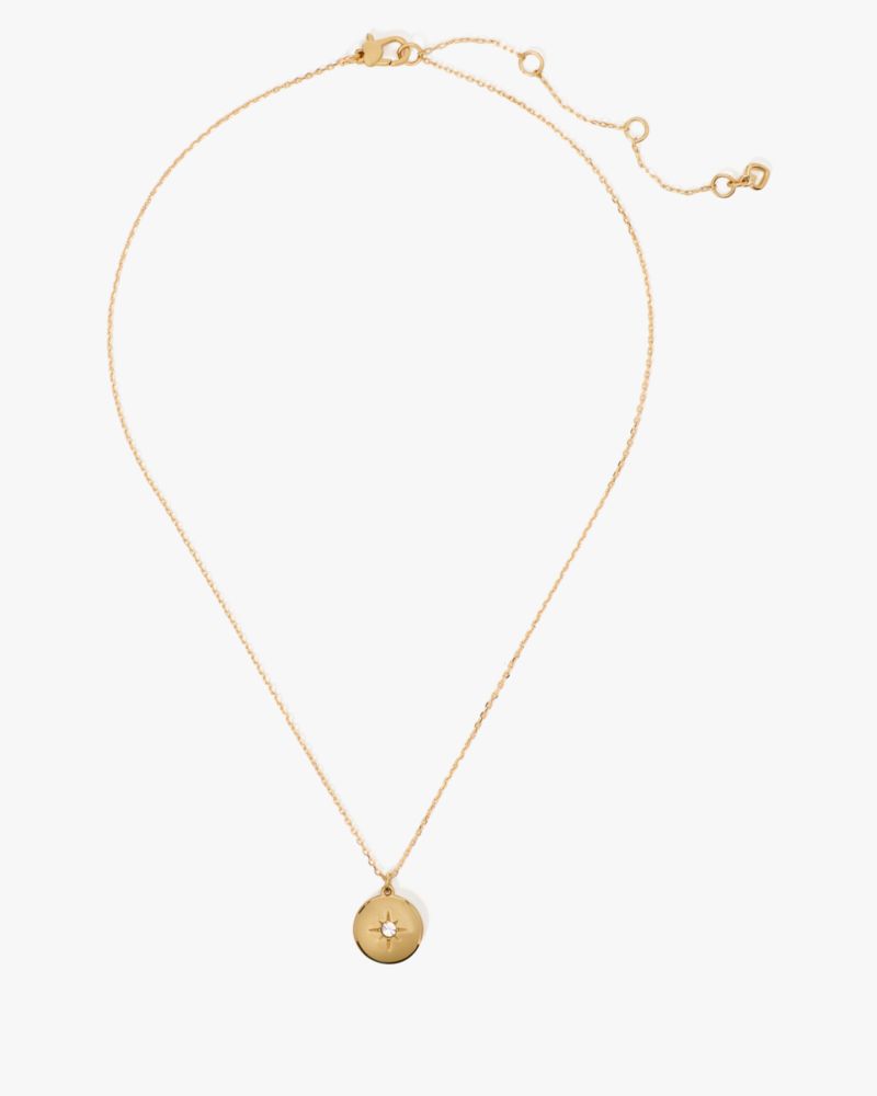 Kate Spade,The Color Spark Collection Clear Inspire Medallion Necklace,Choker,Single Strand,Crystal,Disc,Celestial Embelli...,