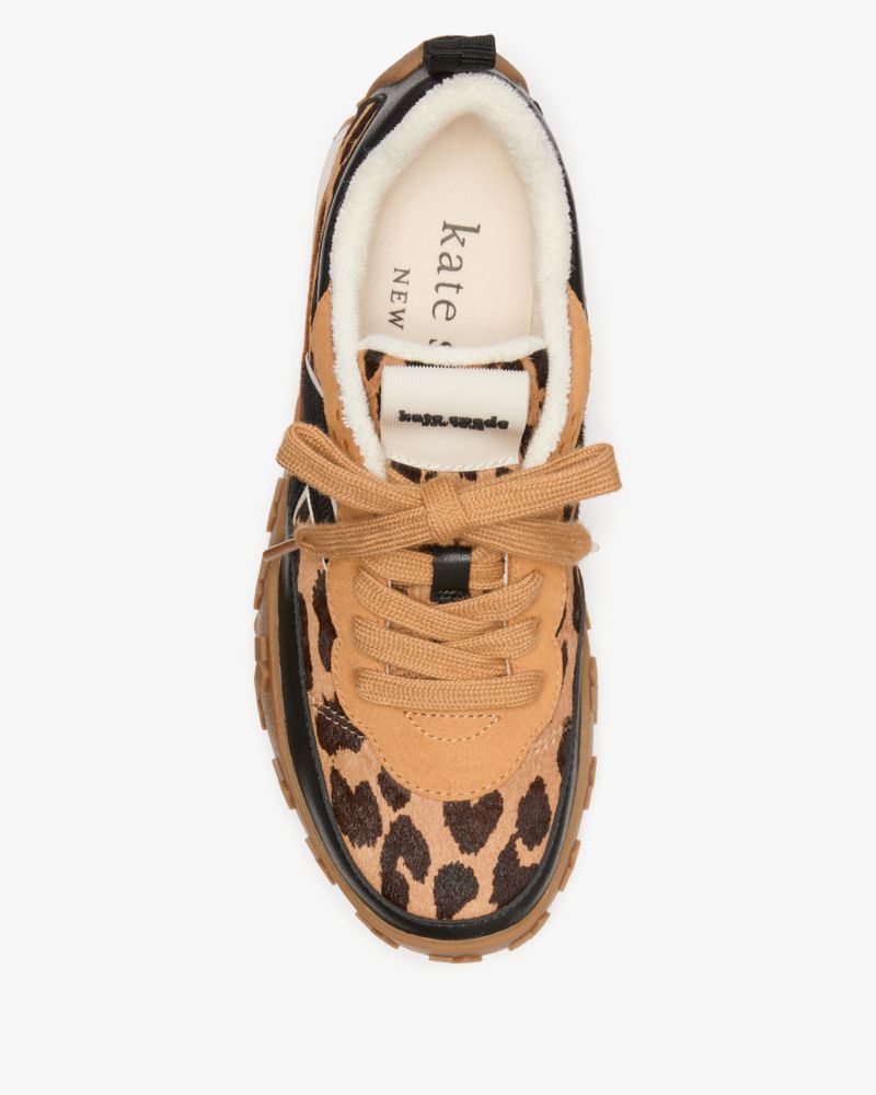 Kate Spade,K As In Kate Leopard Sneakers,Calf Hair,Casual,Mixed Media,Color Block,Pull Tab,Cushioned,Casual,Multi Color