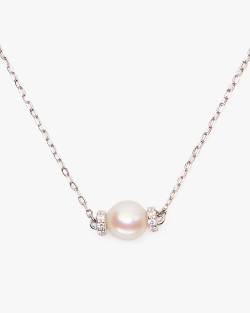 Kate Spade,Kate Spade Fine Meant To Be Pearl & Diamond Pendant,Single Strand,Synthetic Diamond,Genuine Pearl,Freshwater Pe...,Multi Color