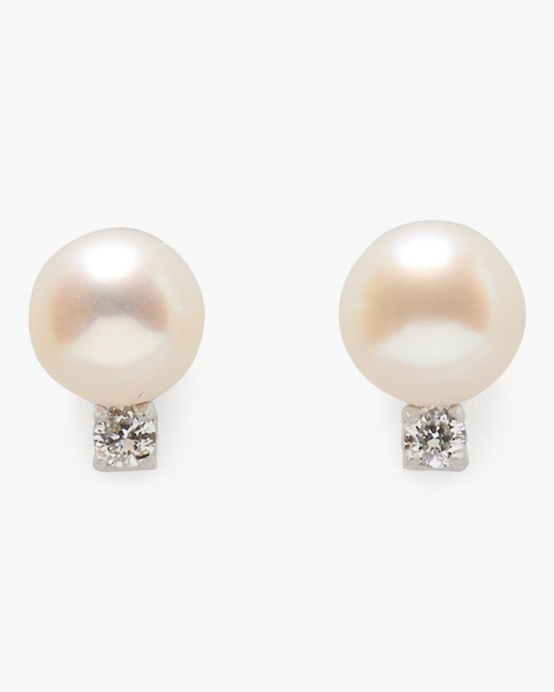 Kate Spade,Kate Spade Fine Meant To Be Pearl & Diamond Studs,Studs,Pearl,Freshwater Pearl,Synthetic Diamond,Diamond,Genuin...,Cream