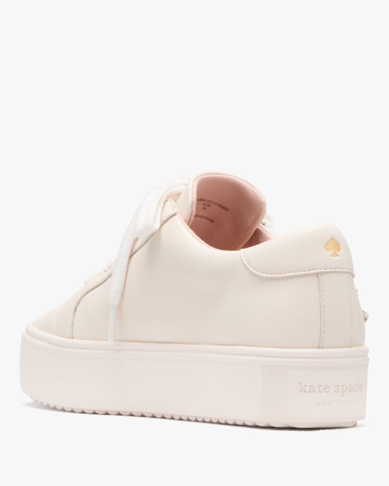 Kate Spade,Selena Pearl Lace Up Sneaker,Cream