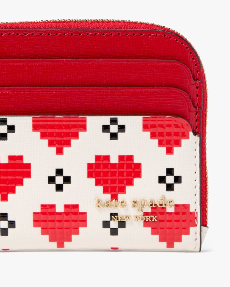 Kate Spade,デヴィン ピクセル ハート コイン カード ケース リスレット,カードケース & キーケース,クリームマルチ