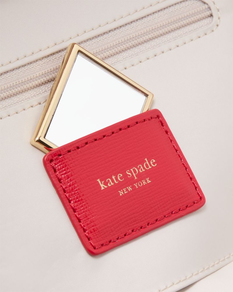 Kate Spade,Devin Pixel Hearts Vanity Kit,Makeup Bag,Logo,Metal,Travel,Cream