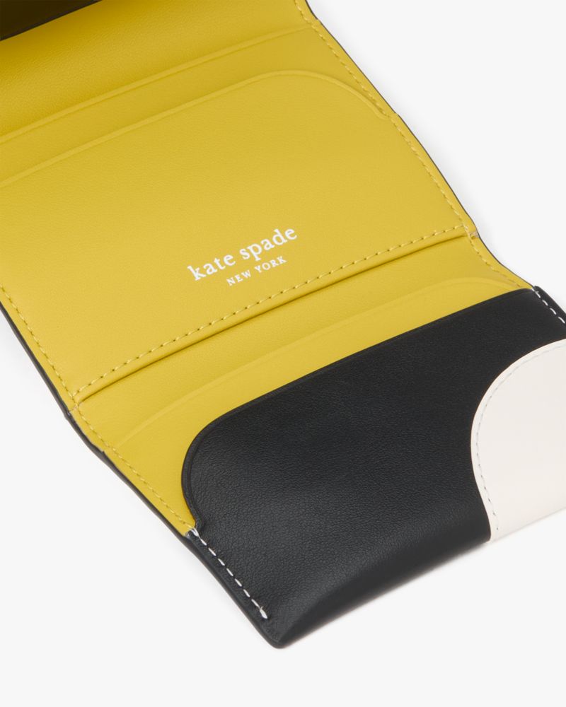 Kate Spade,Label Dot Applique Card Case Trifold Wallet,Leather,Tri Fold,Logo,Applique,Casual,Multi Color