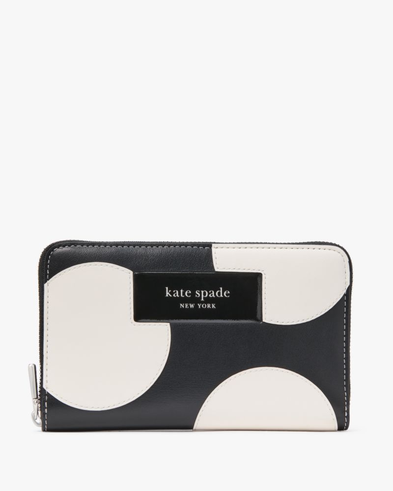 Kate Spade,ラベル ドット アップリケ ミディアム ジップ アラウンド ウォレット,ミニ財布,ブラックマルチ