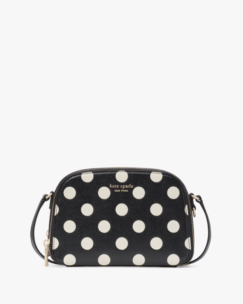 Kate Spade,Devin Breezy Dot Double Zip Dome Crossbody,Black