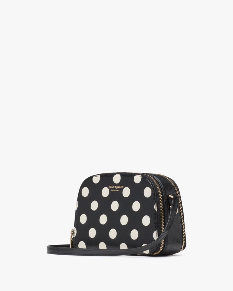 Kate Spade,Devin Breezy Dot Double Zip Dome Crossbody,Black