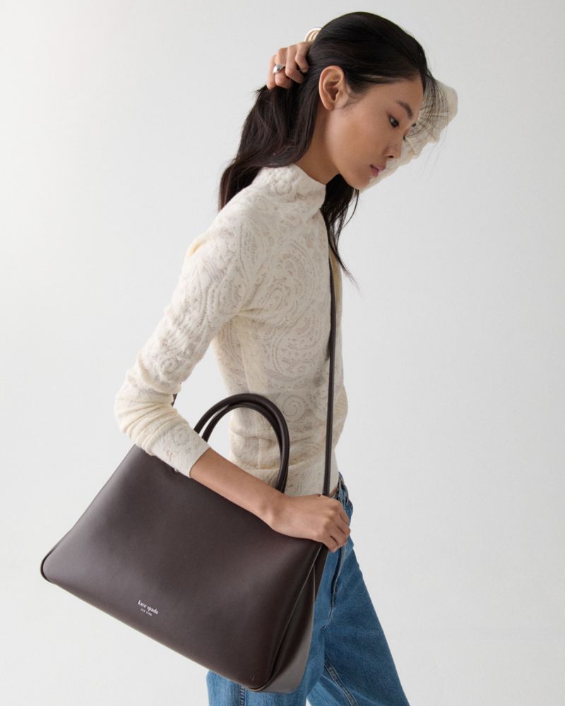 Kate Spade,Grace Large Satchel,Leather,Satchel,Logo,Adjustable,Work,