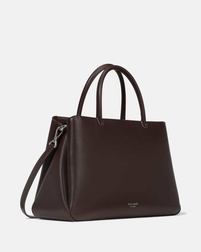 Kate Spade,Grace Large Satchel,Leather,Satchel,Logo,Adjustable,Work,Brown
