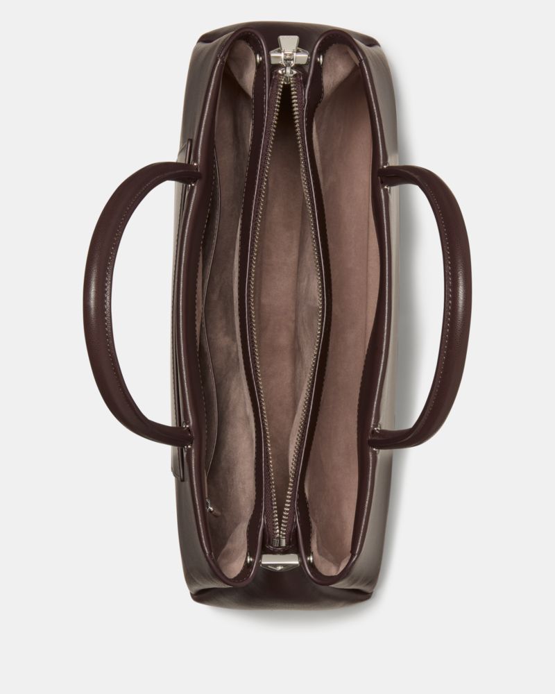 Kate Spade,Grace Large Satchel,Leather,Satchel,Logo,Adjustable,Work,Brown