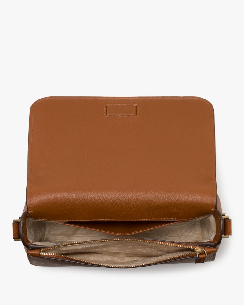 Kate Spade,Liv Crossbody Bag,Leather,Crossbody,Metal,Logo,Adjustable,Casual,Brown