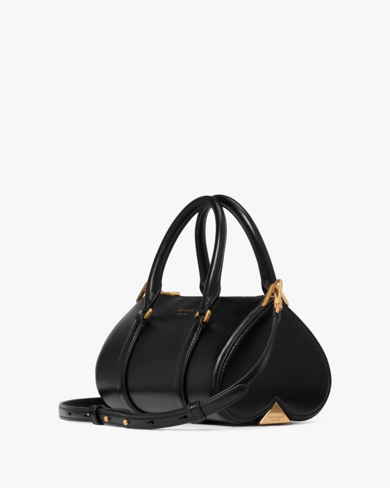 Kate Spade,Spade Icon Small Barrel Bag,Leather,Barrel Bag,Word Embellishment,Logo,Adjustable,Day Party,Black