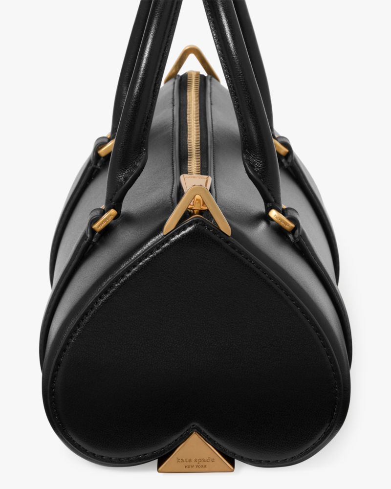 Kate Spade,Spade Icon Small Barrel Bag,Leather,Barrel Bag,Word Embellishment,Logo,Adjustable,Day Party,Black