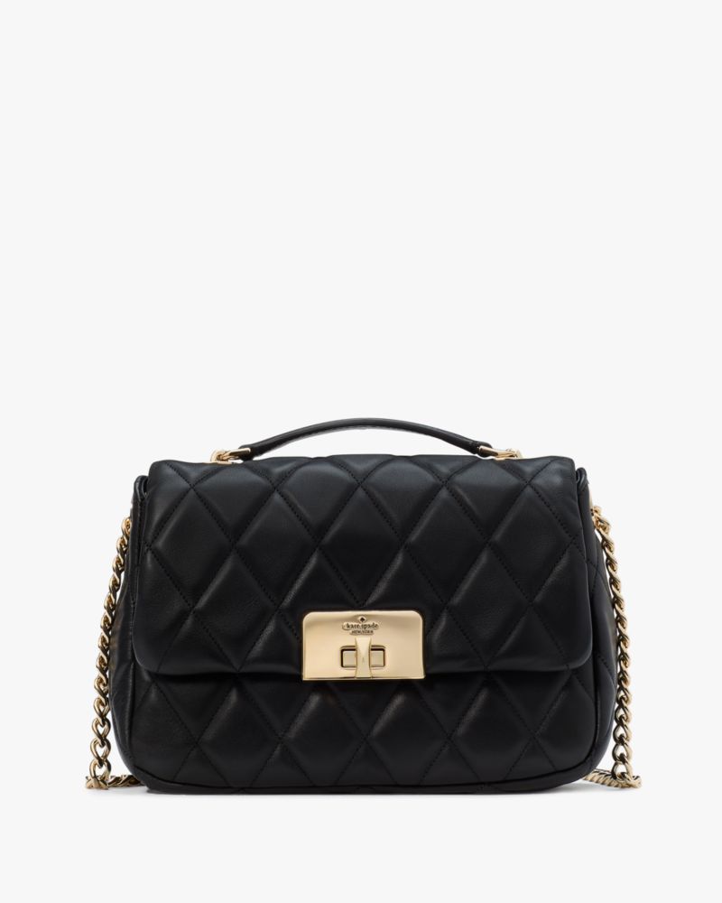 Kate Spade,Carey Quilted Small Flap Crossbody,Black