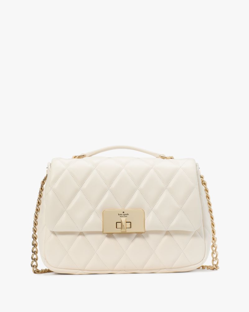 Meringue Carey Quilted Small Flap Crossbody