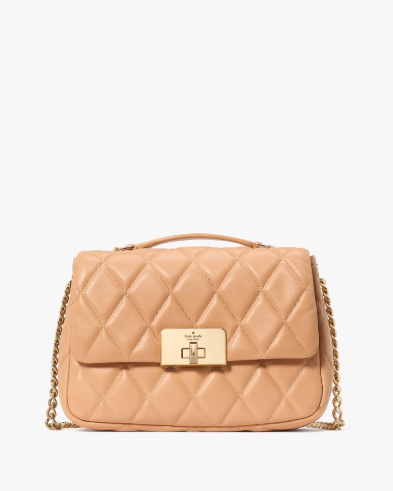 Kate Spade,Carey Quilted Small Flap Crossbody,Beige