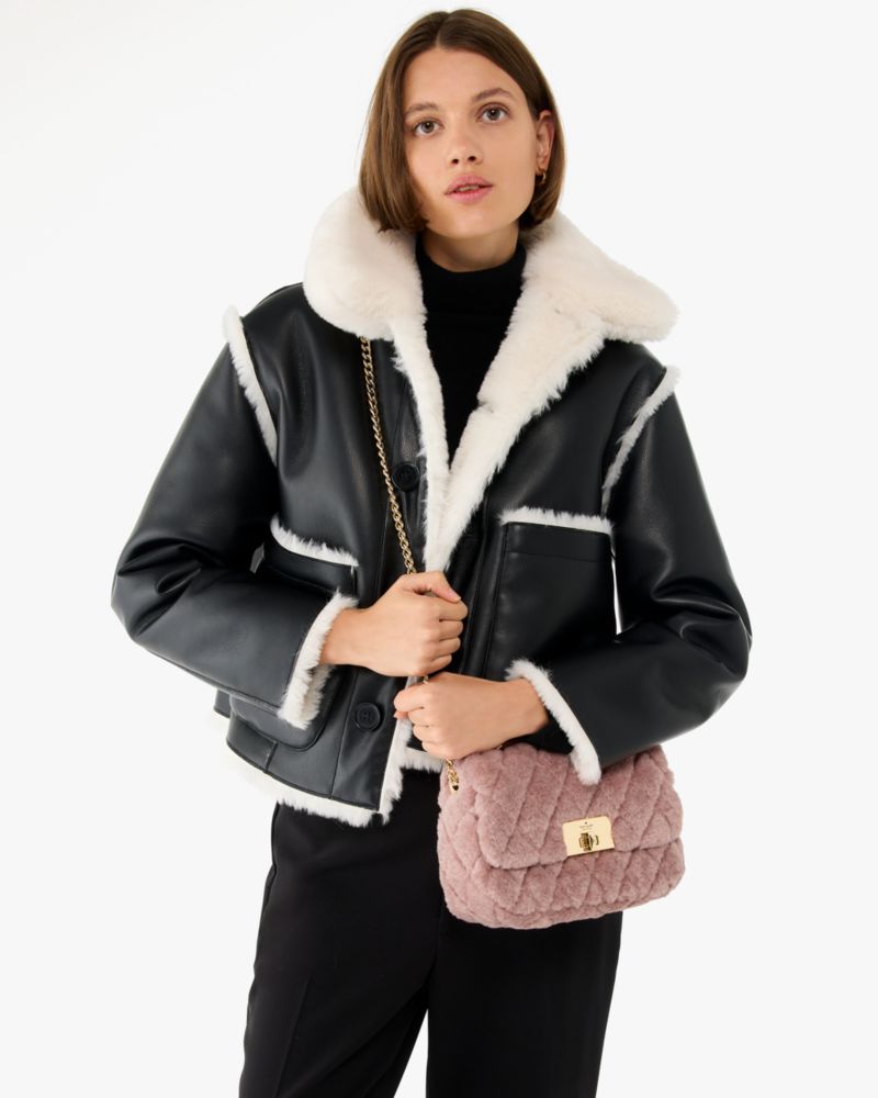 Kate Spade,Carey Faux Fur Small Flap Crossbody,